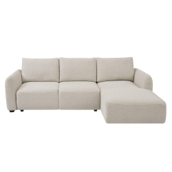 Sofá chaise longue TALLES com cama e baú - Bege Claro