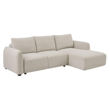 Sofá chaise longue TALLES com cama e baú - Bege Claro