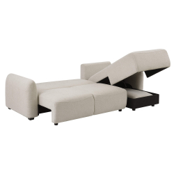 Sofá chaise longue TALLES com cama e baú - Bege Claro