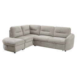 Sofá de canto VIANA com cama e baú - Bege Champanhe