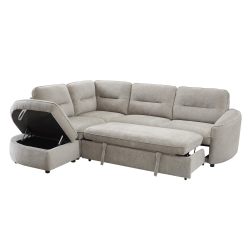 Sofá de canto VIANA com cama e baú - Bege Champanhe