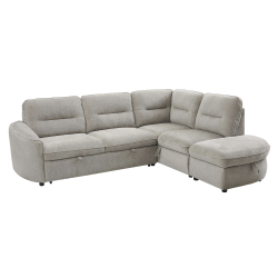 Sofá de canto VIANA com cama e baú - Bege Champanhe