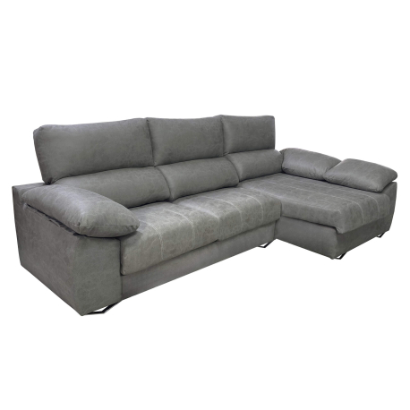 Sofá chaise longue MALIBU com 2 assentos deslizantes - Cinzento Esverdeado