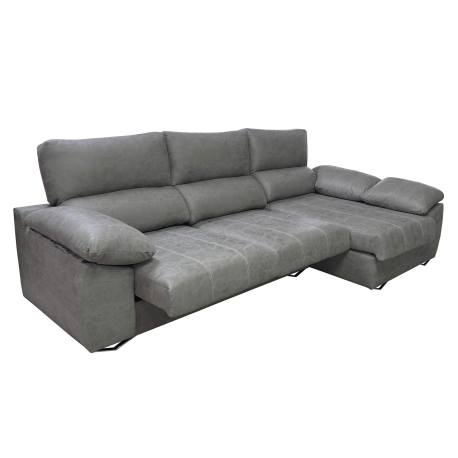 Sofá chaise longue MALIBU com 2 assentos deslizantes - Cinzento Esverdeado