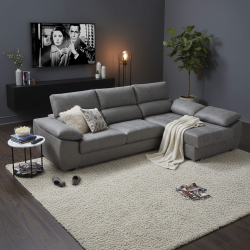 Sofá chaise longue MALIBU com 2 assentos deslizantes - Cinzento Esverdeado