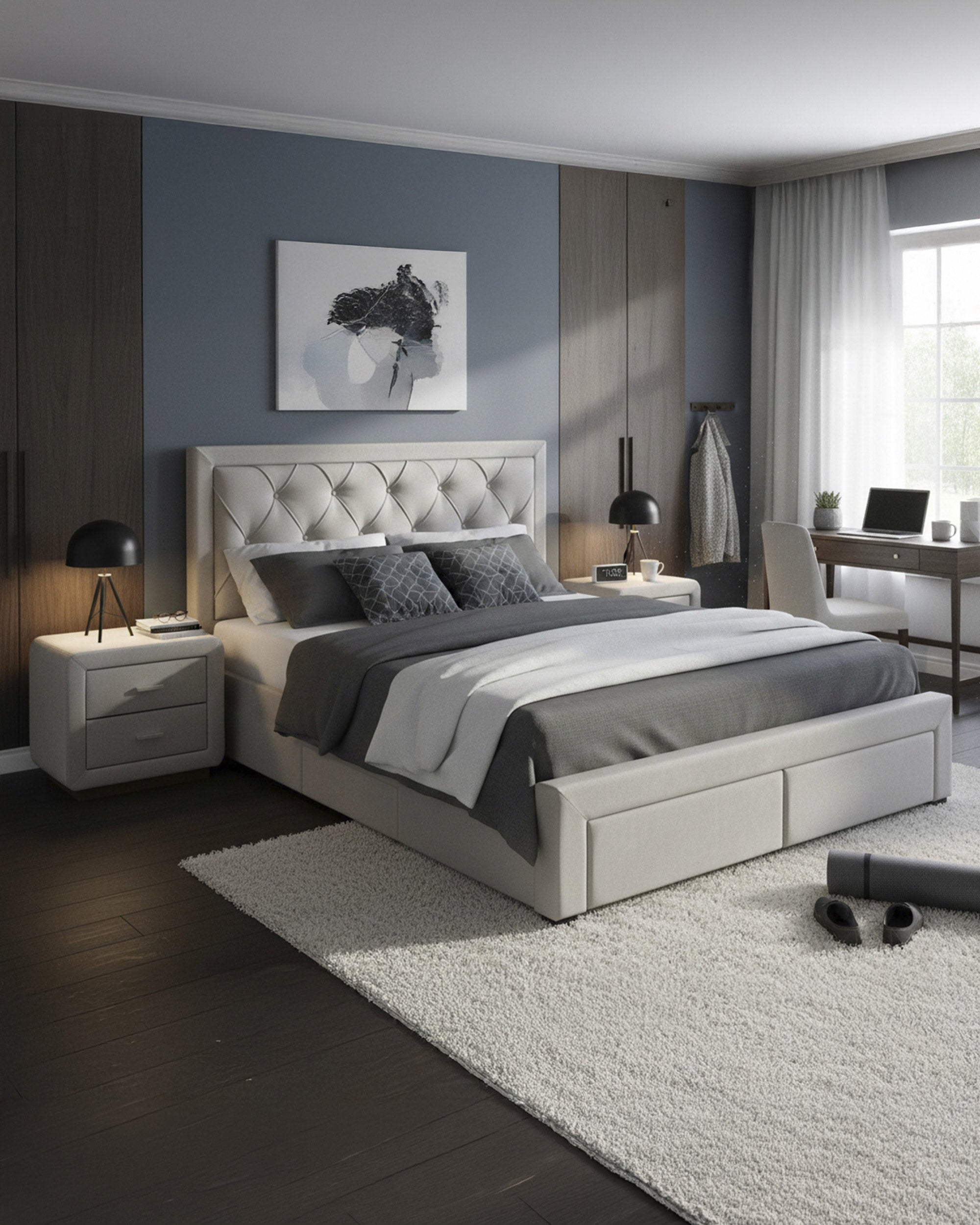 BIA double bed with 4 drawers
