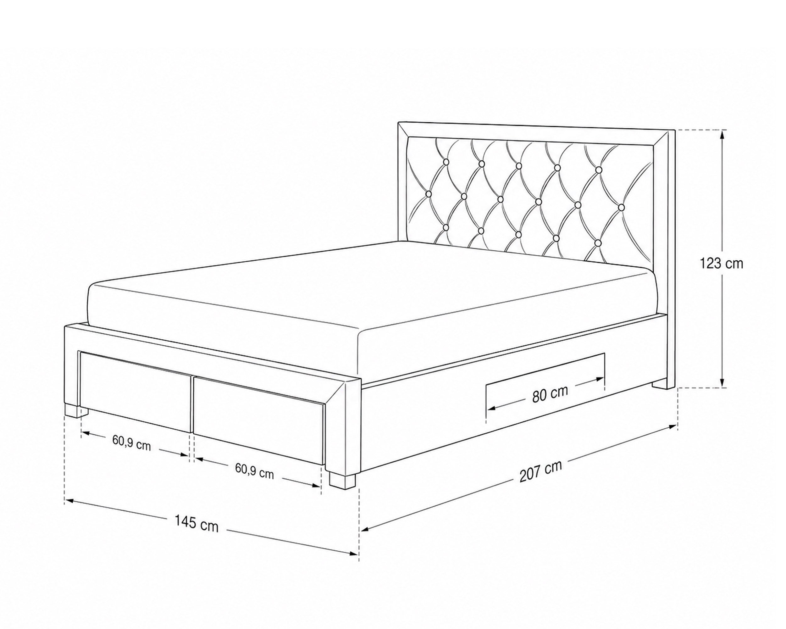 Cama de matrimonio BIA con 4 cajones