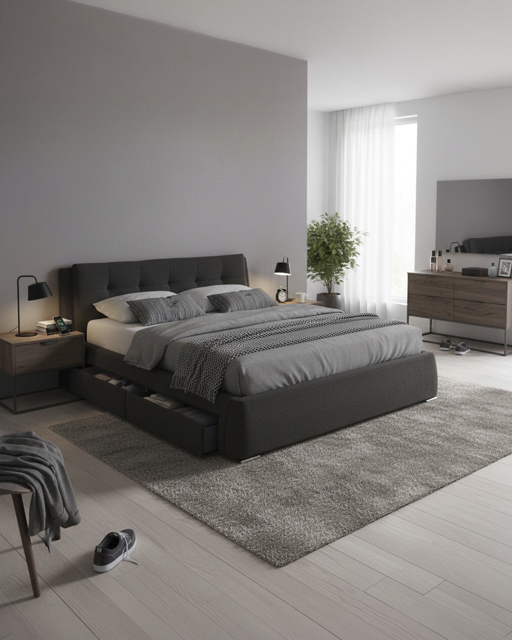 Cama de casal ANTÓNIO com 4 gavetas