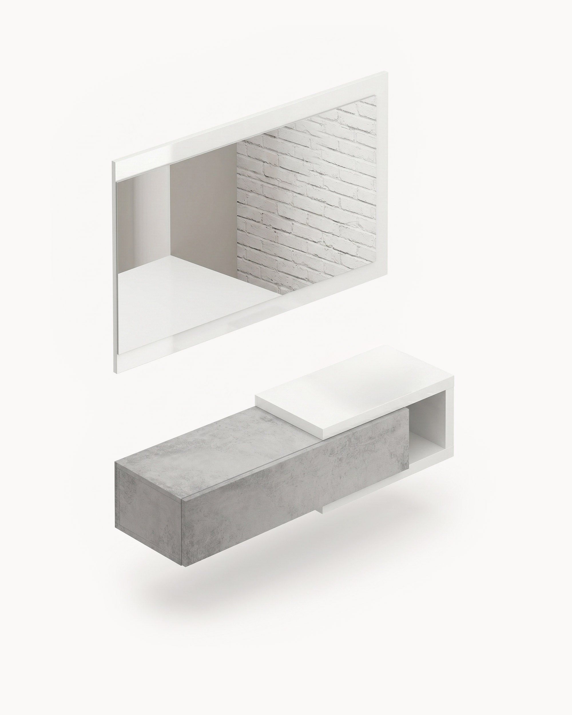 NOON Wall-mounted entryway cabinet with mirror