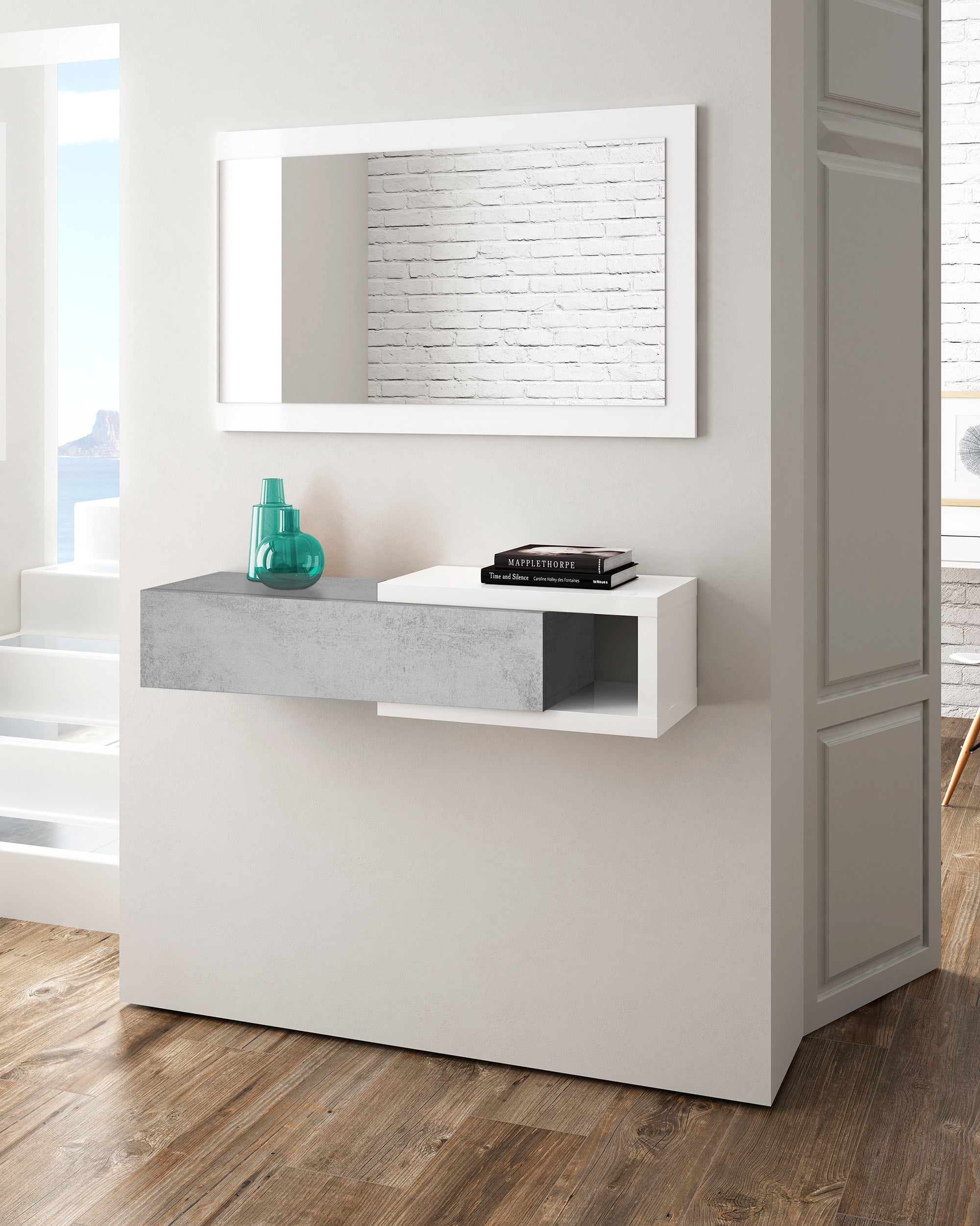 NOON Wall-mounted entryway cabinet with mirror