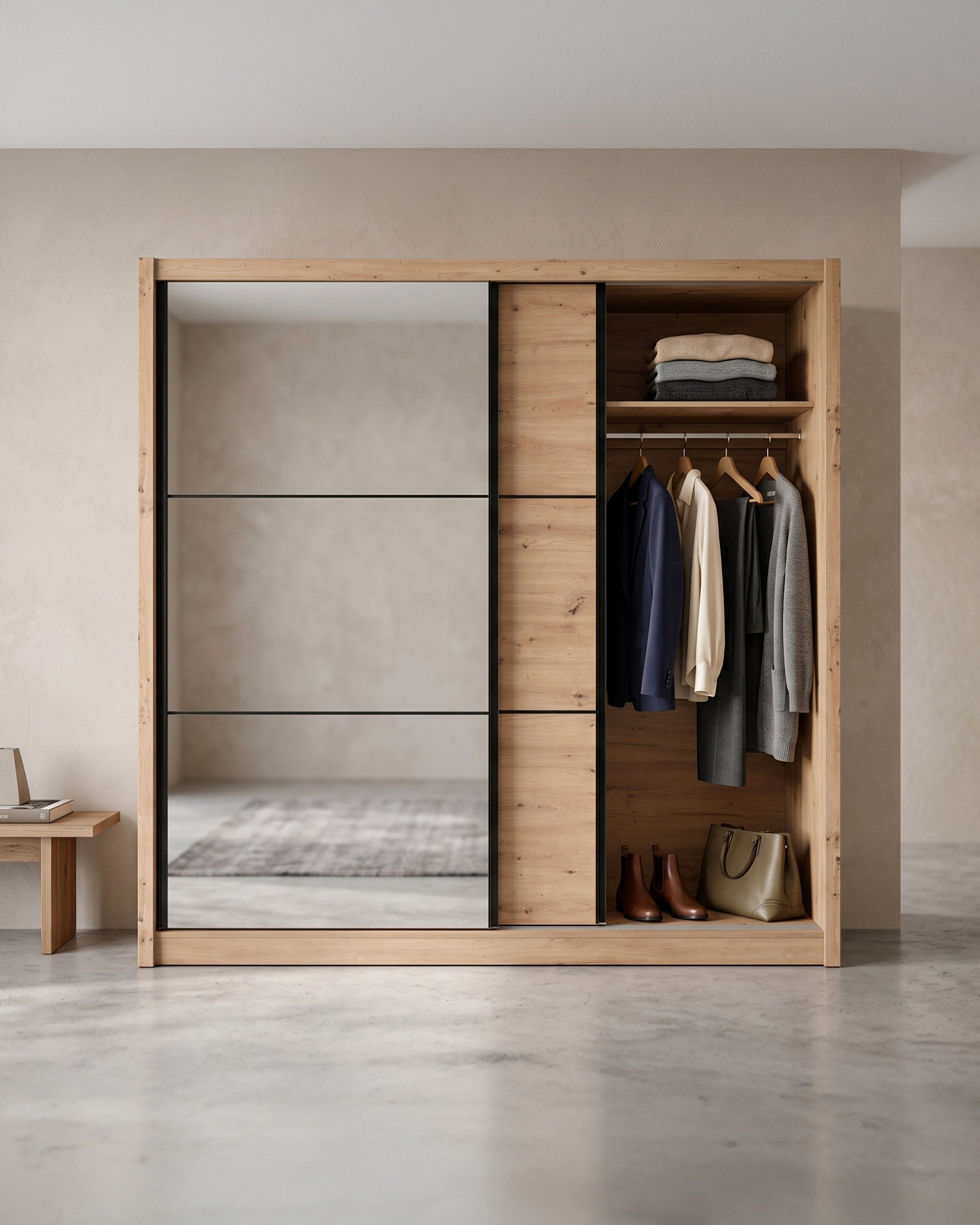 NAVARA wardrobe (215cm) with mirror