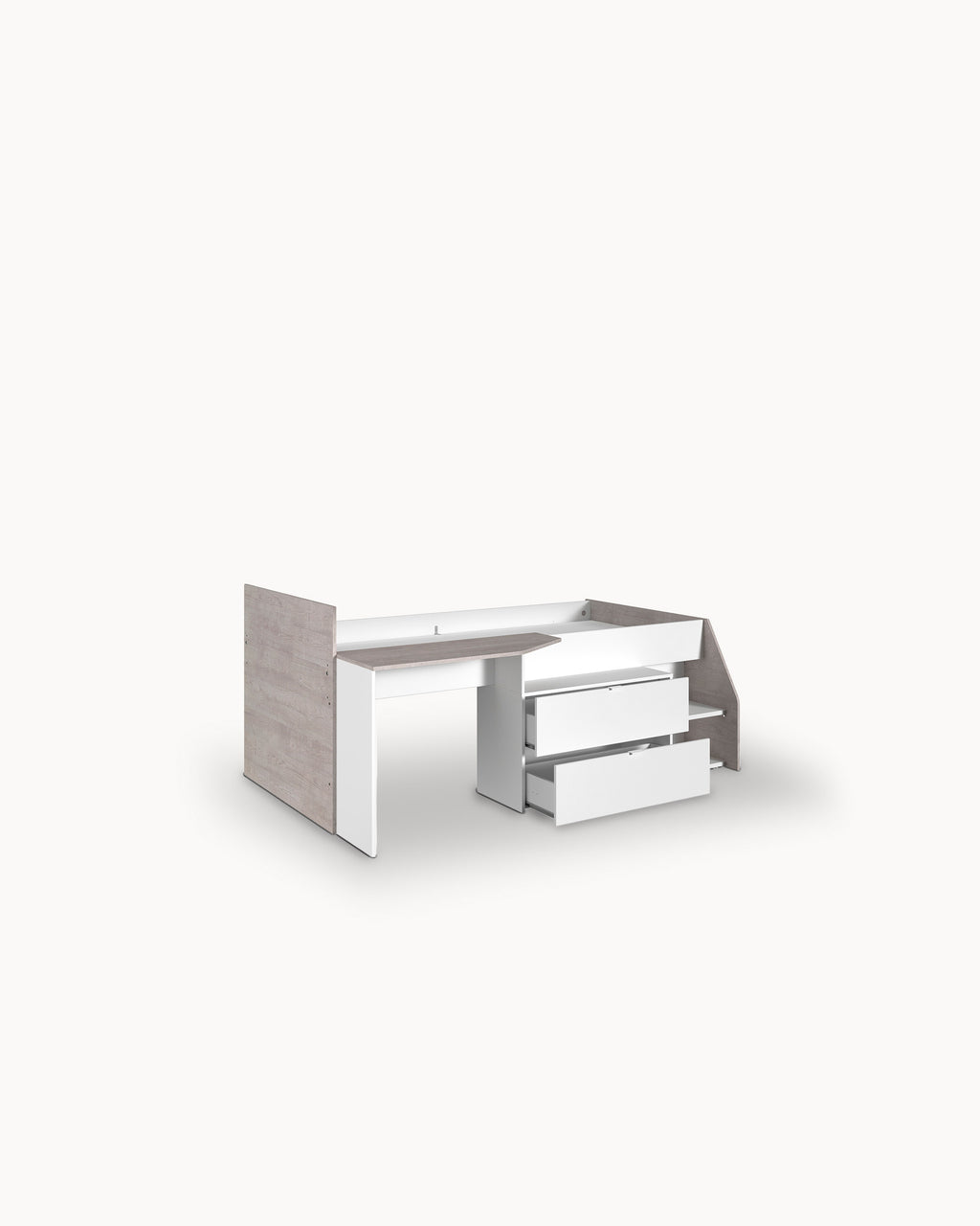 MILKY high sleeper with 2 drawers and desk