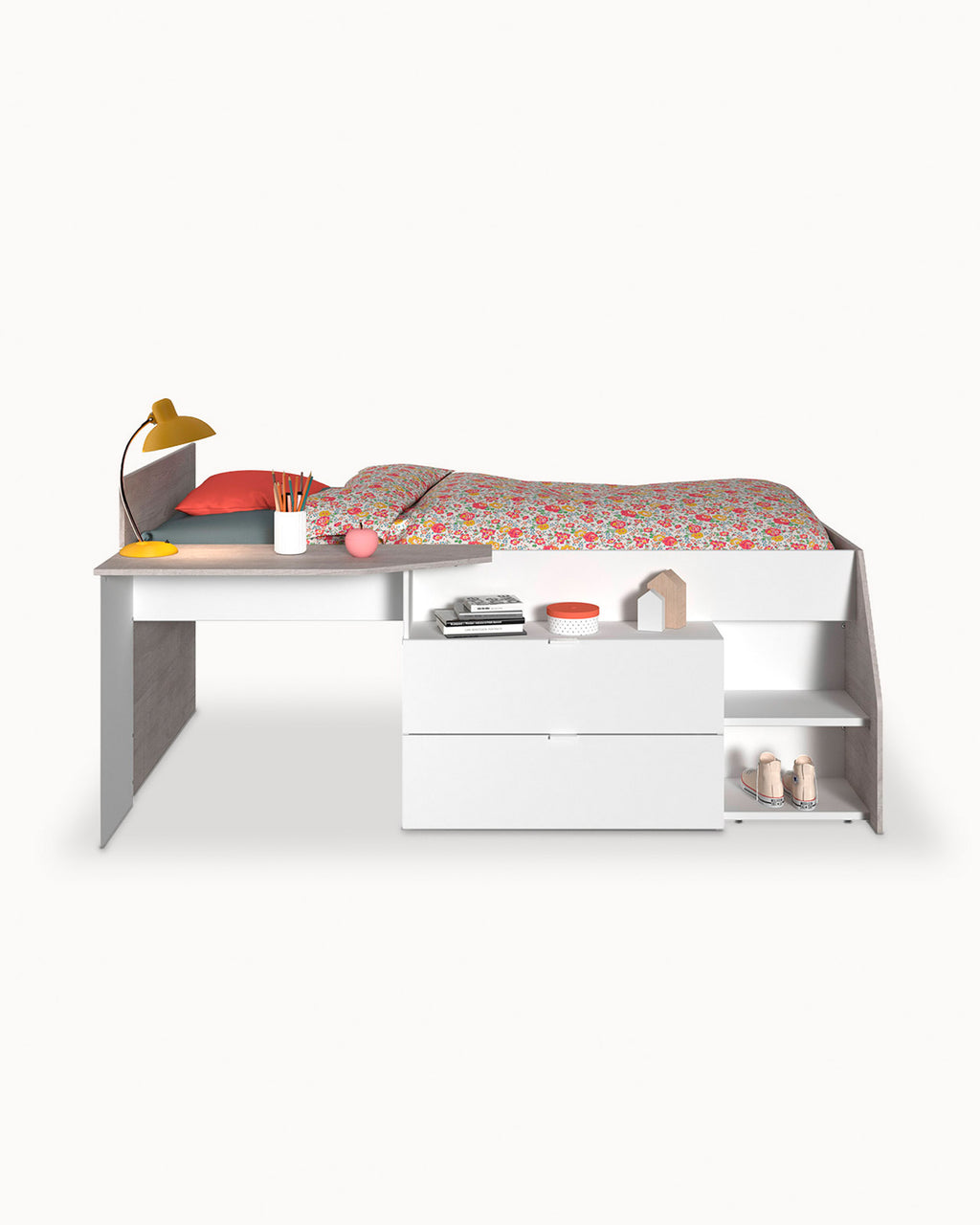 Cama alta MILKY + colchón SPRING ROLLER