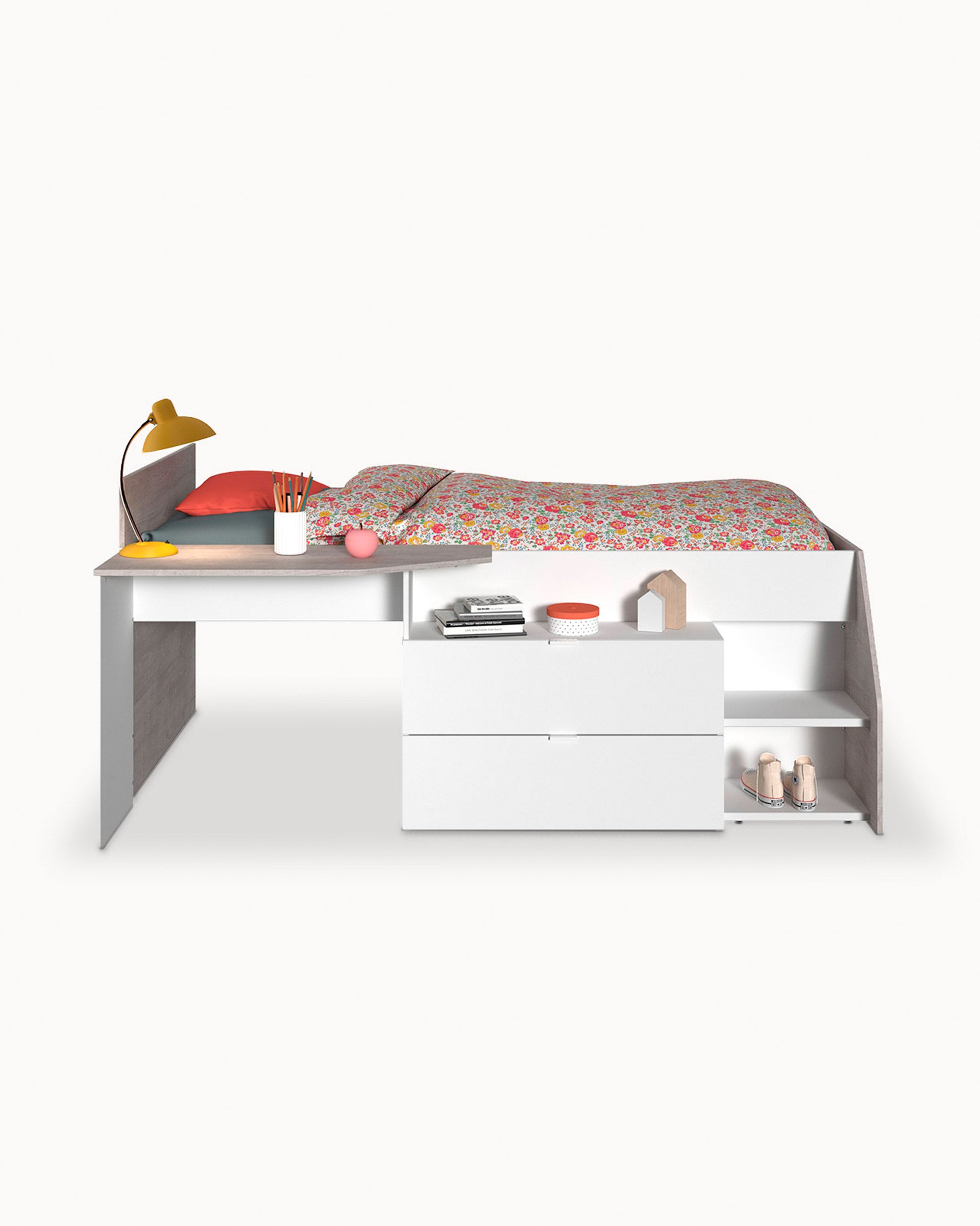 Cama alta MILKY + colchón SPRING ROLLER