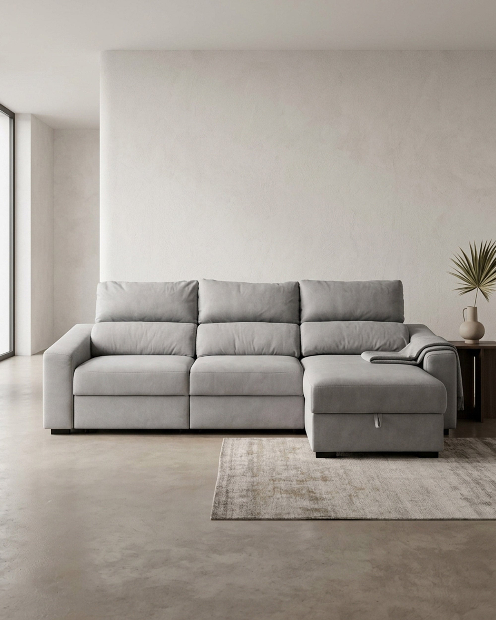 ALABAMA reversible chaise longue sofa with bed and storage box