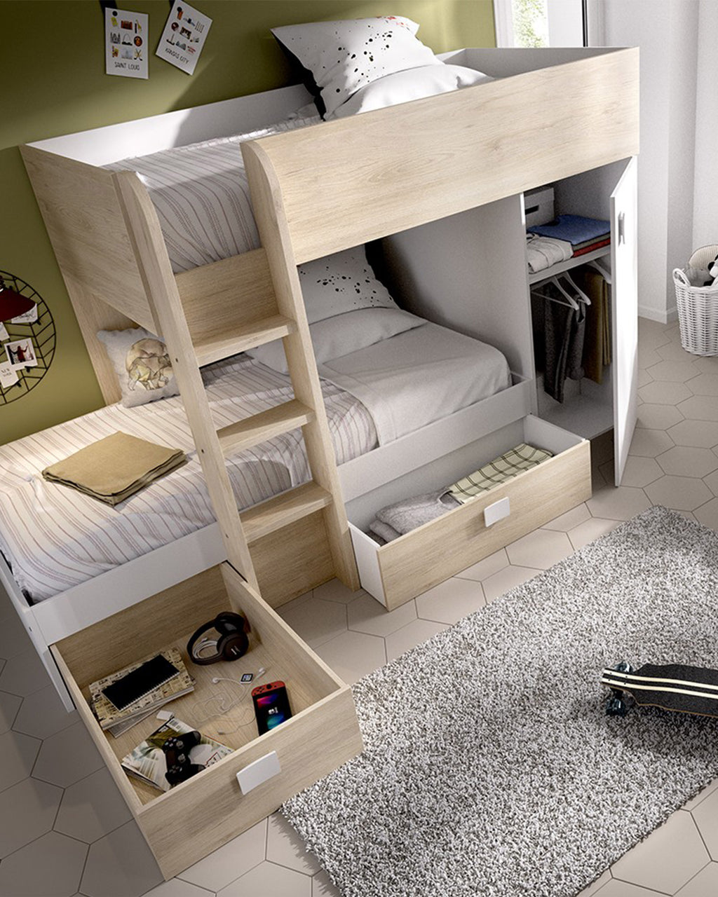 THEO Reversible Bunk Bed with Drawers and Wardrobe