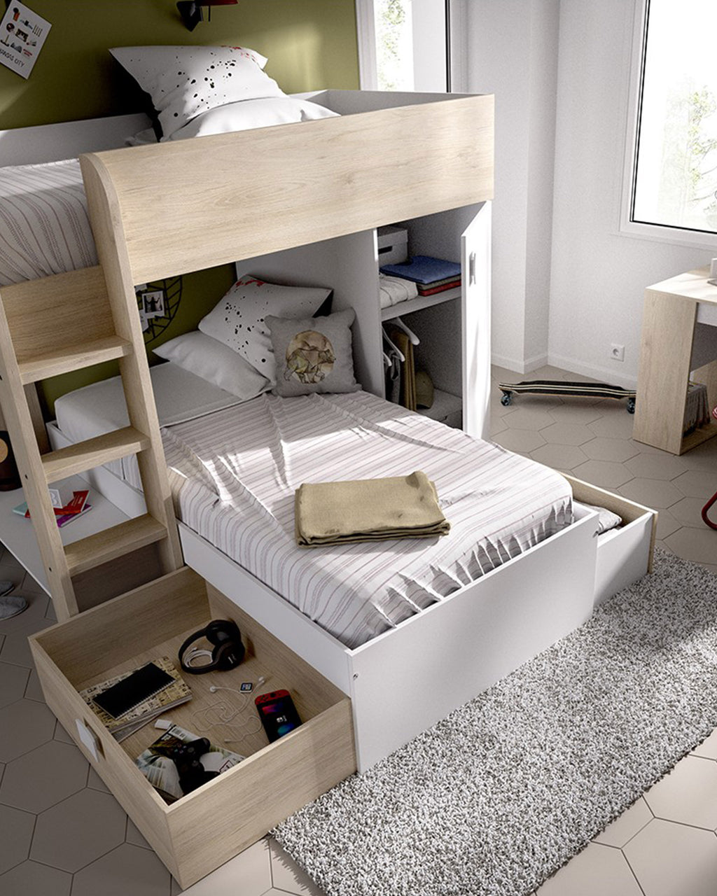THEO Reversible Bunk Bed with Drawers and Wardrobe