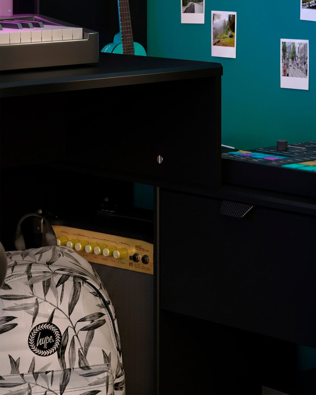 Cama alta gamer ONLINE con LED y escritorio