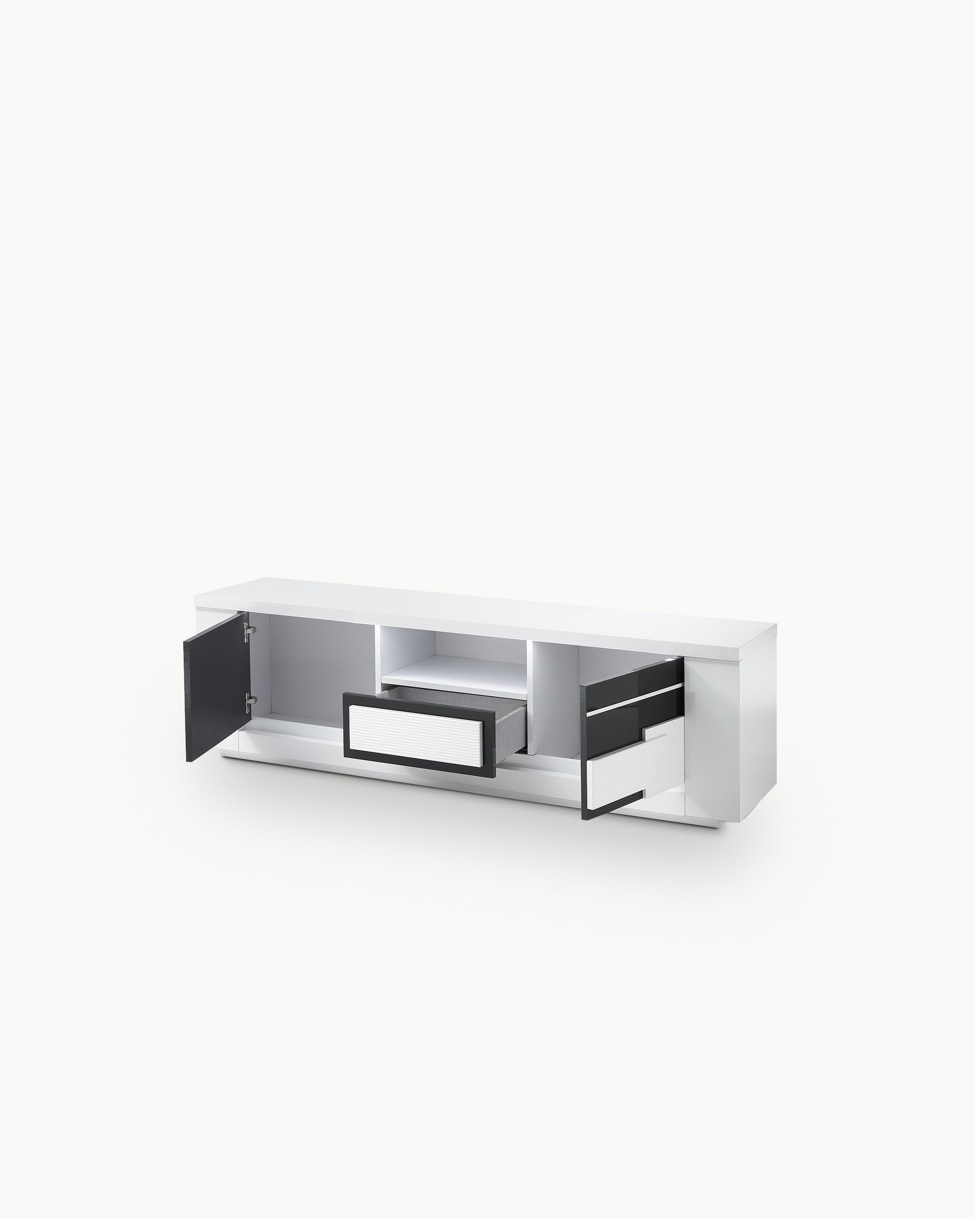 Mueble de TV BELLARIVA con LED, 2 puertas y 1 cajón