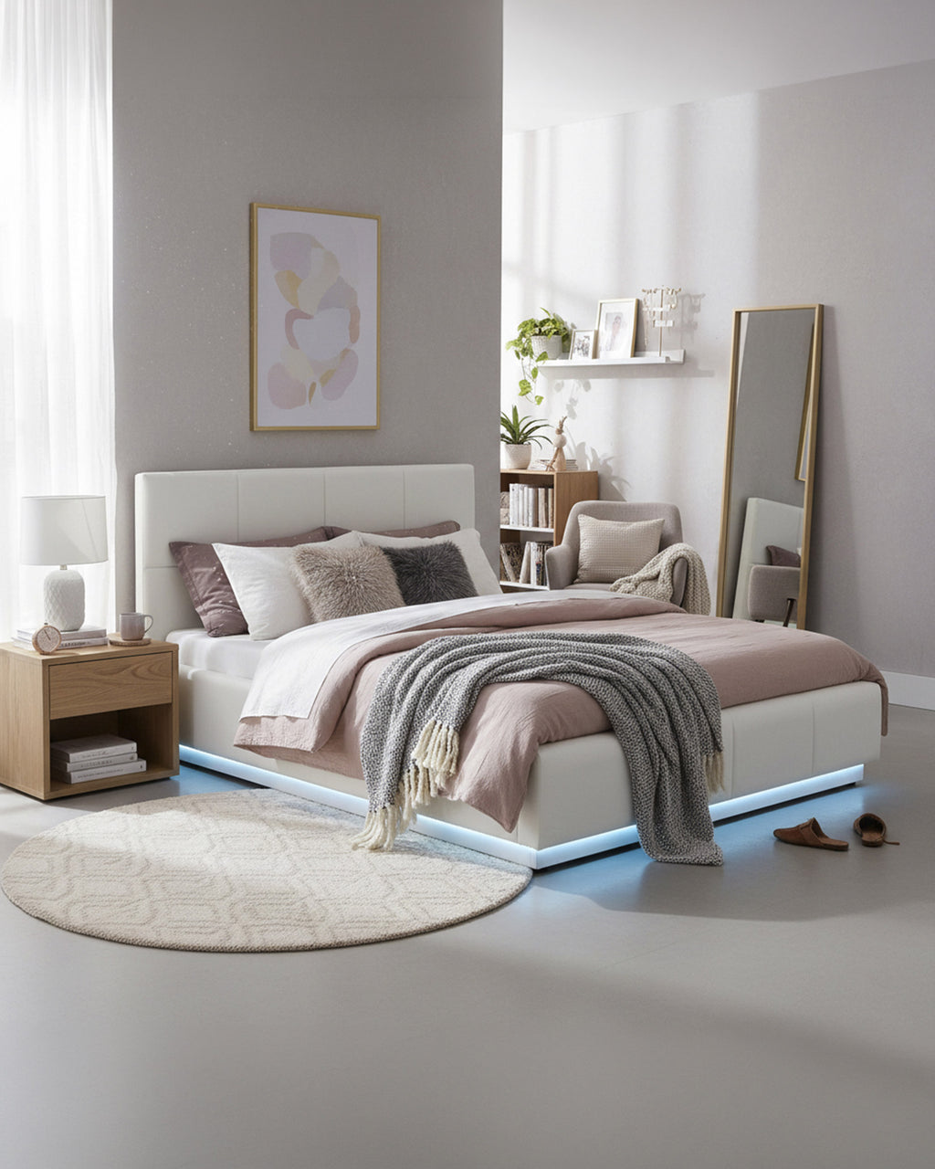 Cama de casal INFINITY II elevatória com LED