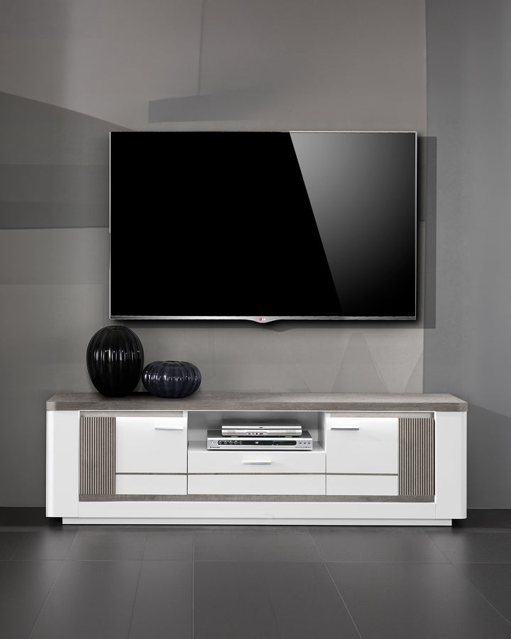 Móvel TV BELLARIA com LED, 2 portas e 1 gaveta