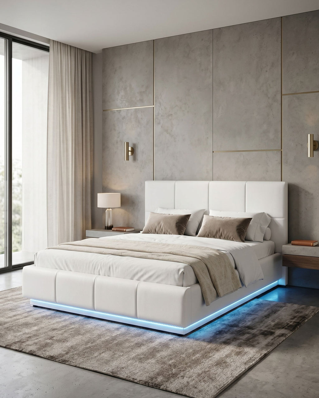 Pack cama de casal INFINITY II + colchão SPRING ROLLER + LED