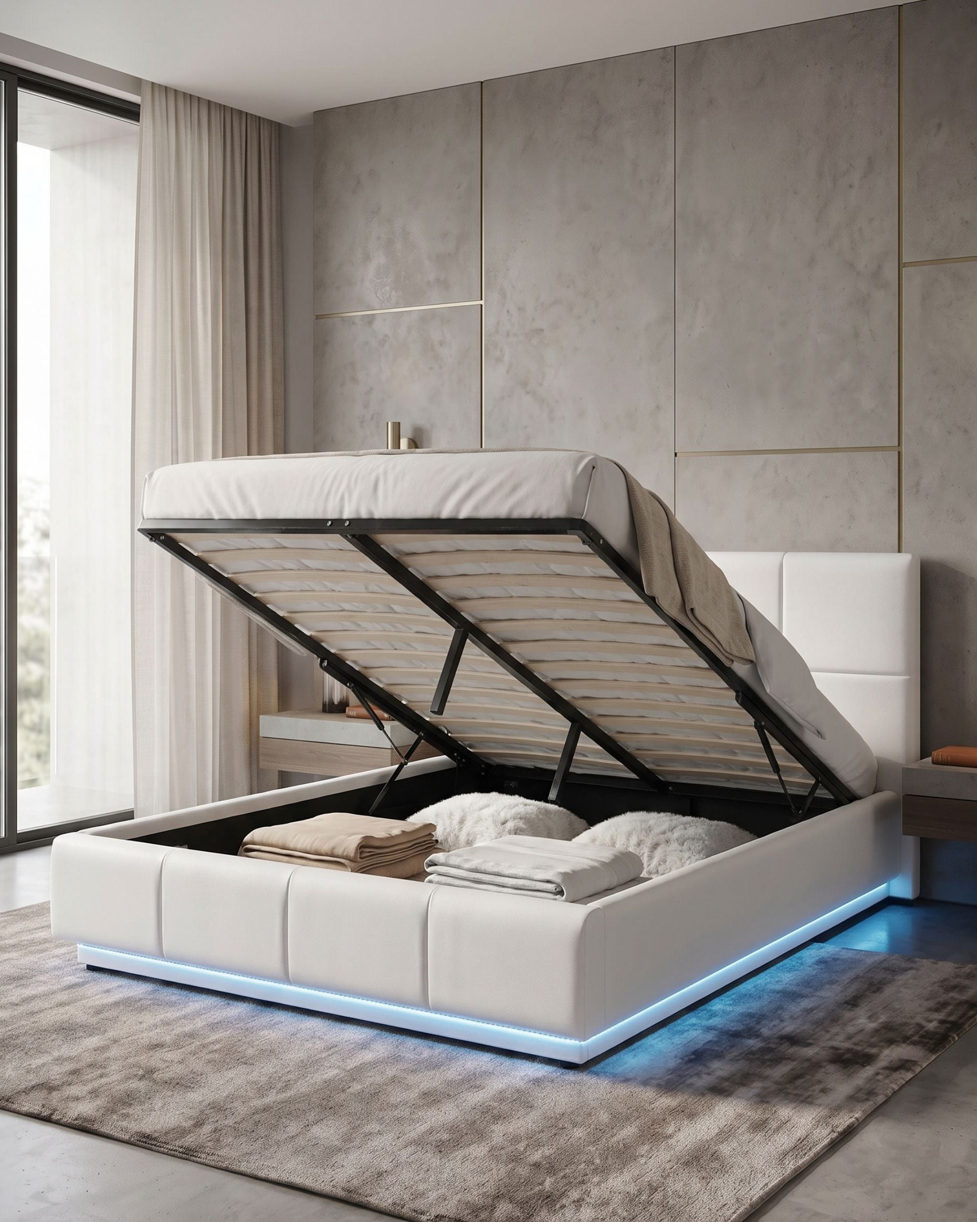 Pack cama de casal INFINITY II + colchão SPRING ROLLER + LED