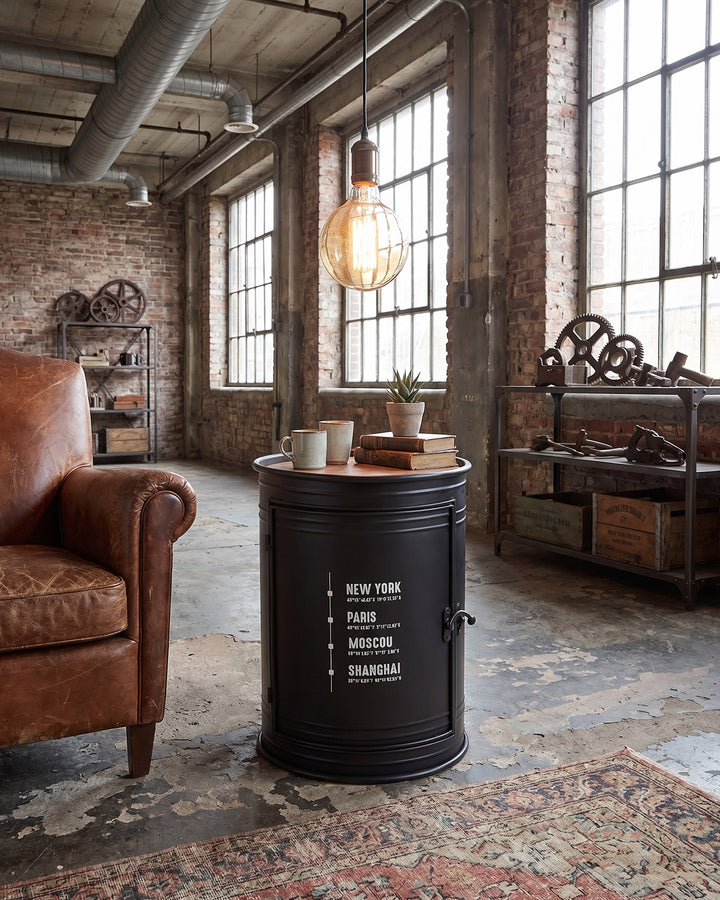 LOFT Round Side Table with 1 door