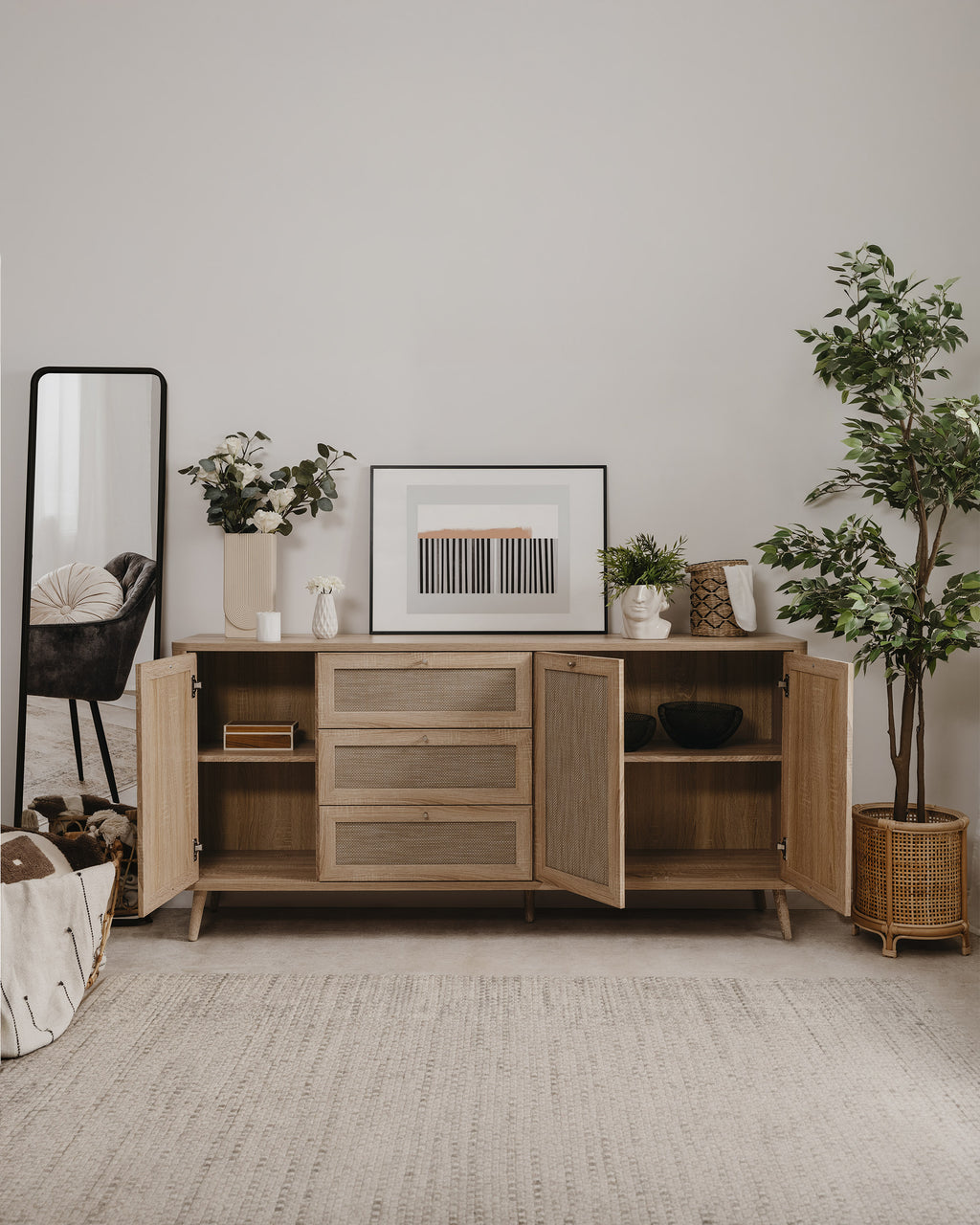 KUTA Sideboard with 3 doors and 3 drawers