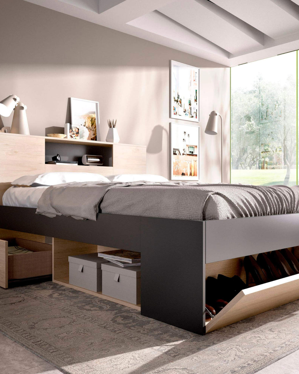 Pack cama de matrimonio COLOMBO + colchón SPRING ROLLER