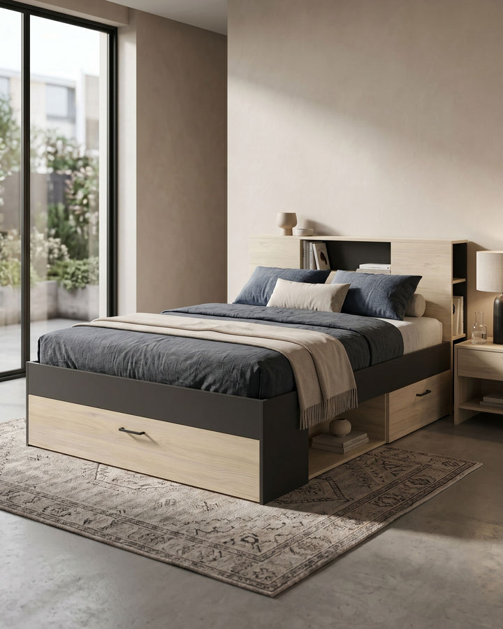 Cama de matrimonio COLOMBO con cajones