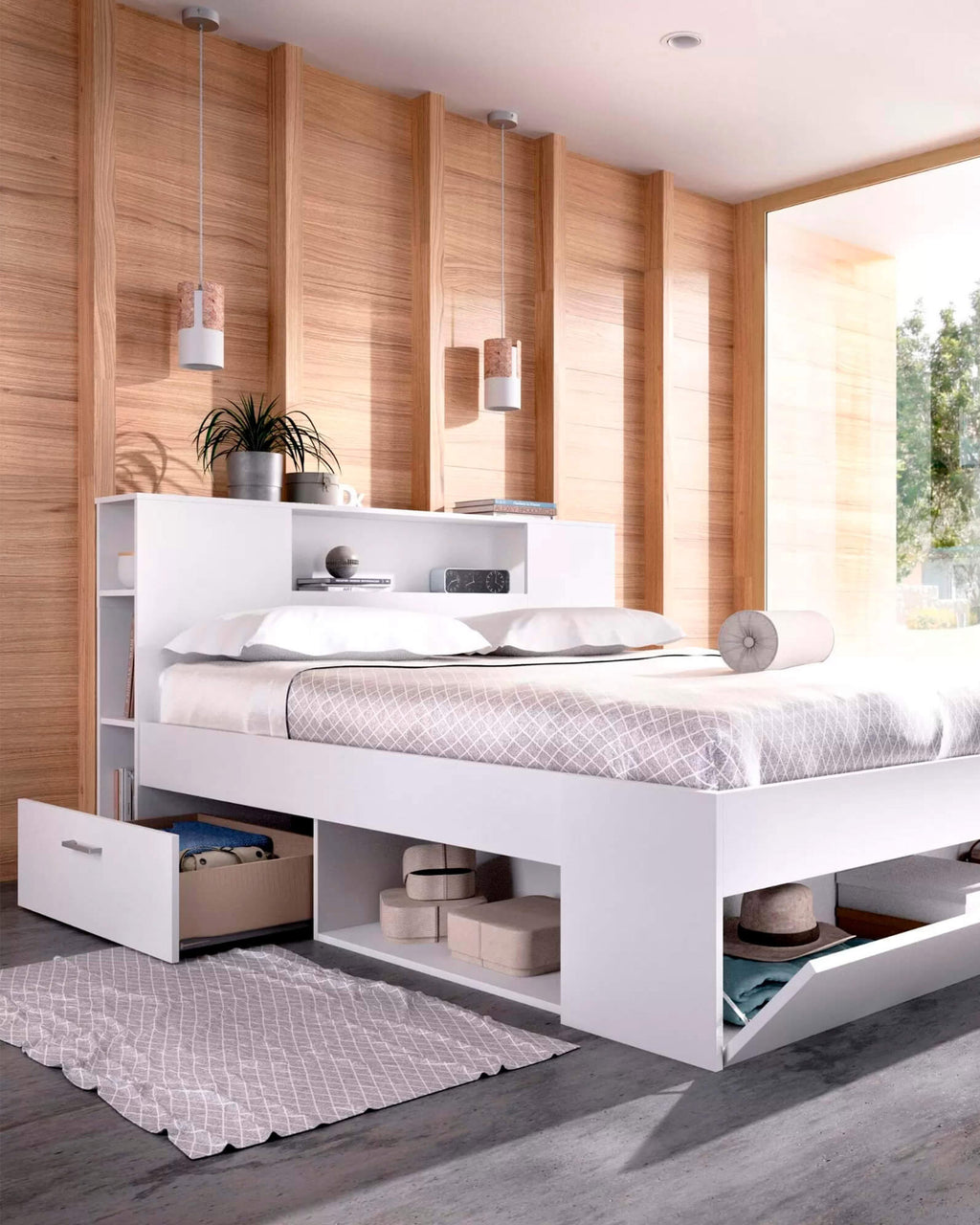 Cama de matrimonio COLOMBO con cajones