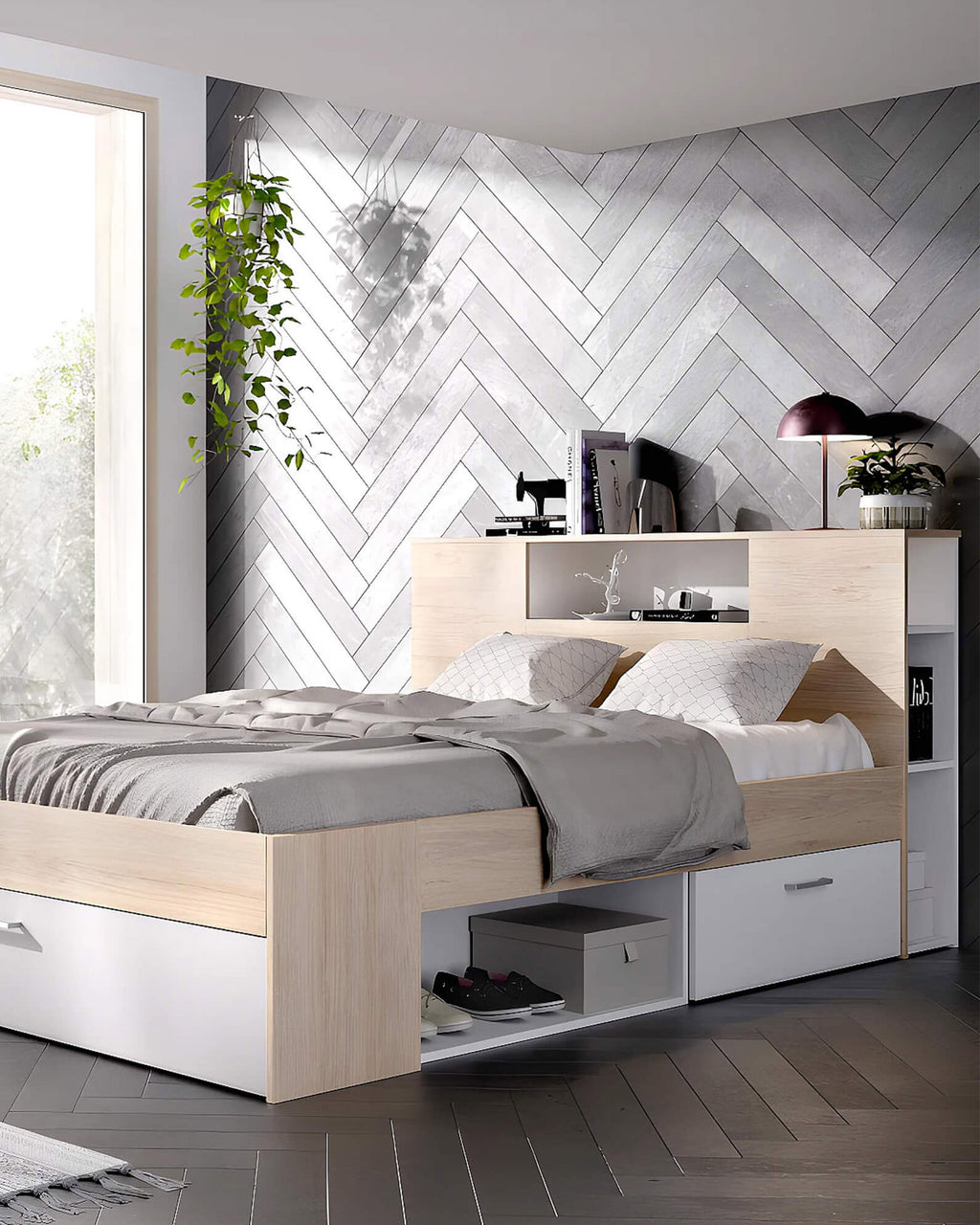 Double bed COLOMBO with drawers