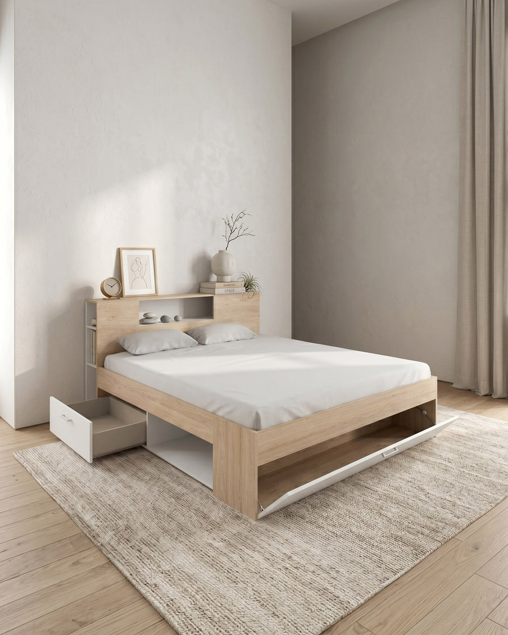 Cama de matrimonio COLOMBO con cajones