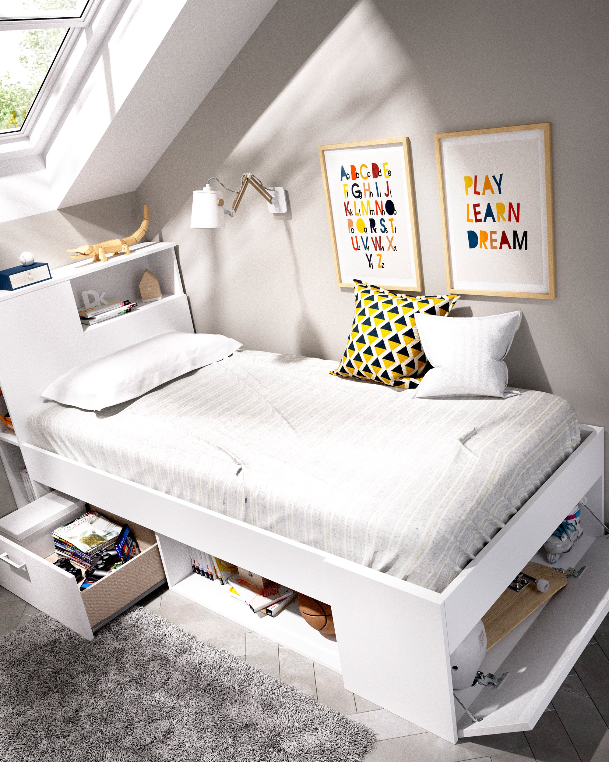 Cama de solteiro COLOMBO com gavetas