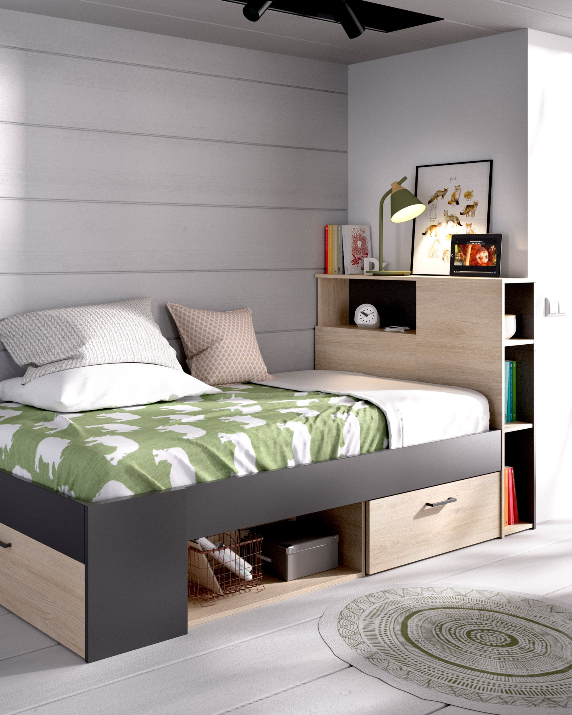 COLOMBO single bed with drawers