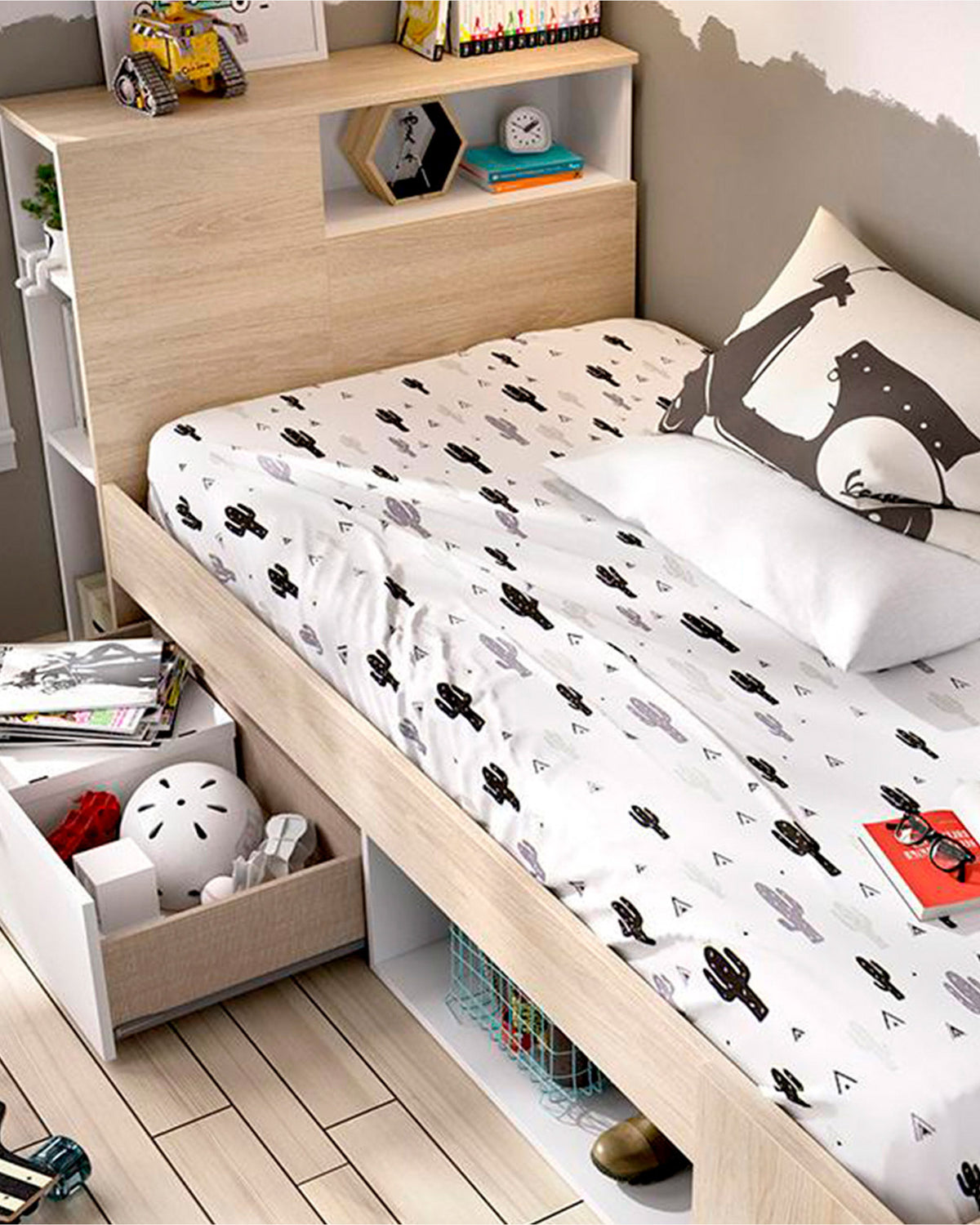 Cama de solteiro COLOMBO com gavetas