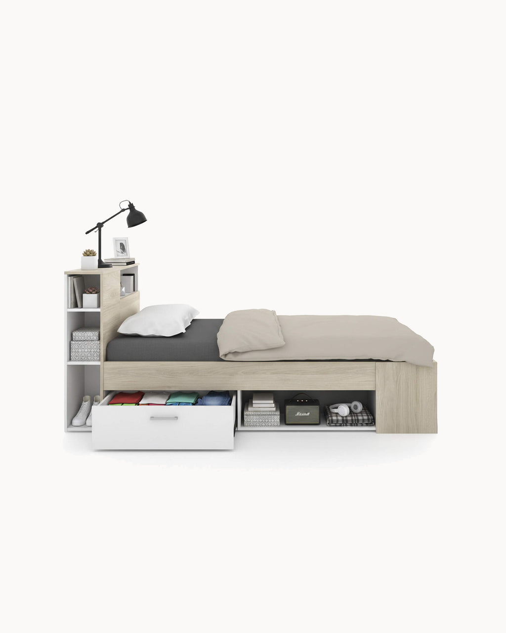 Cama de solteiro COLOMBO com gavetas