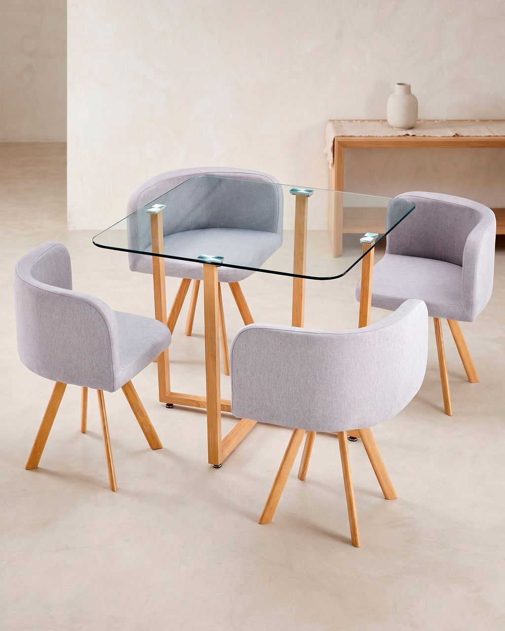 Glass dining table and 4 chairs SPACY II