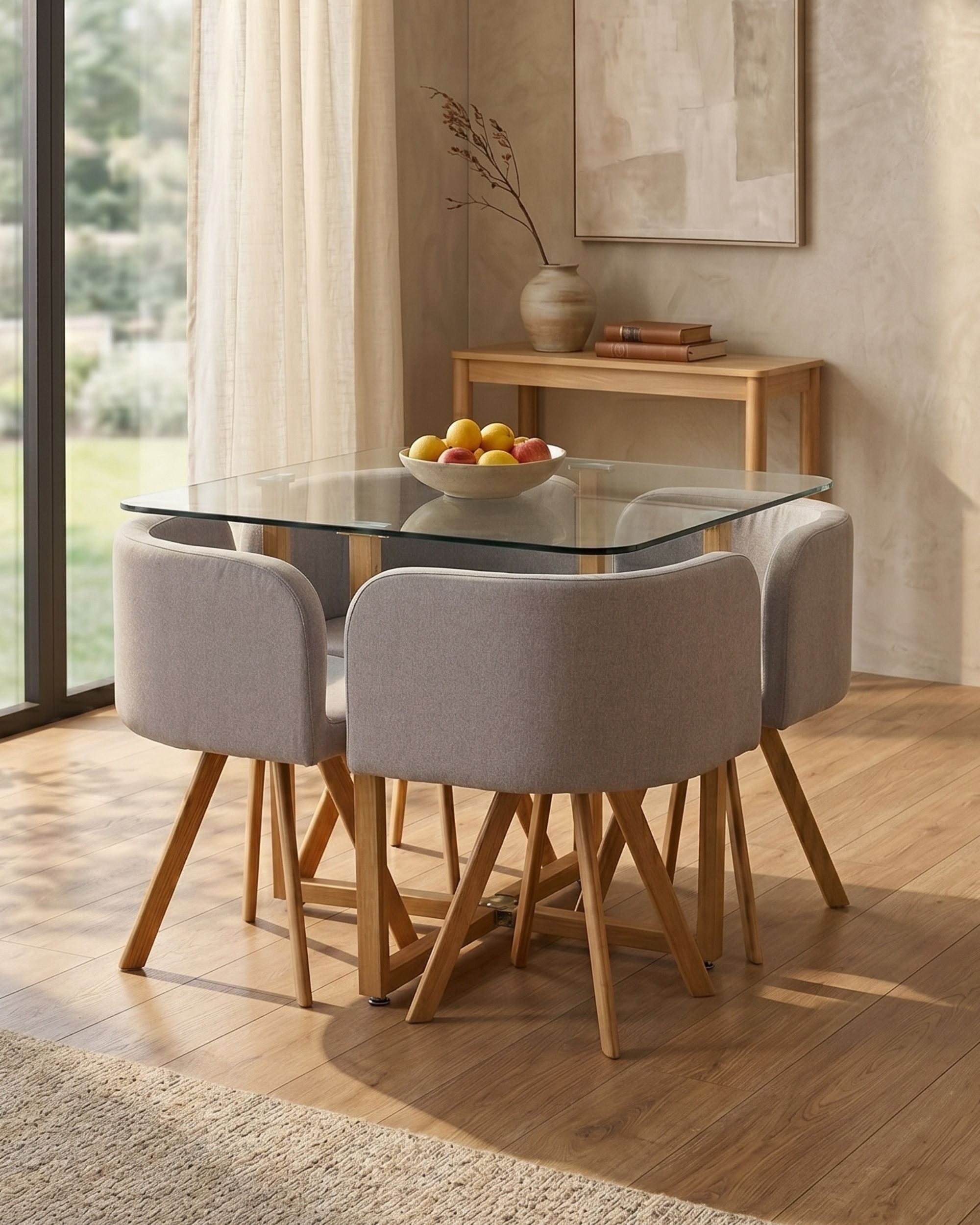 Glass dining table and 4 chairs SPACY II