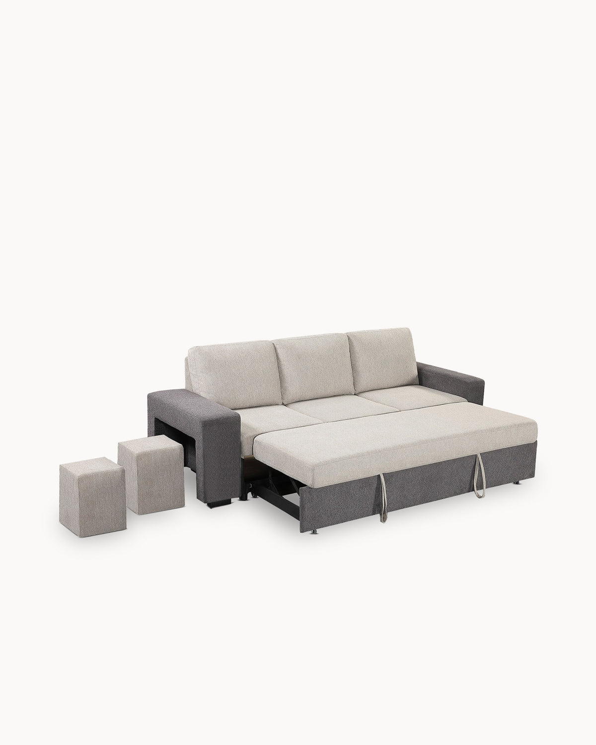Sofá 3 lugares SUSAN II com cama e puffs