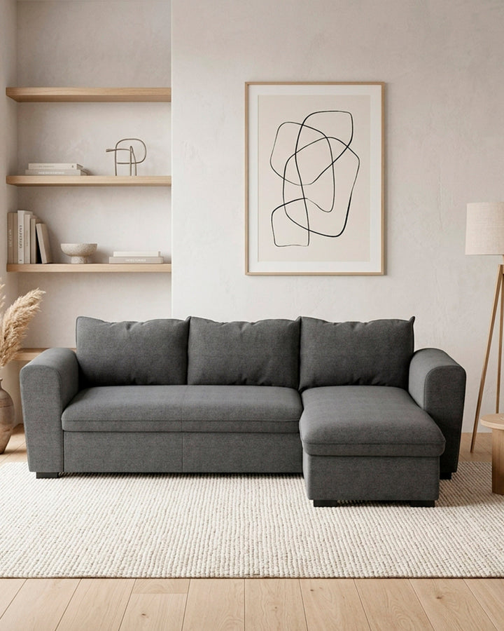 ASTY reversible chaise longue sofa bed with storage box