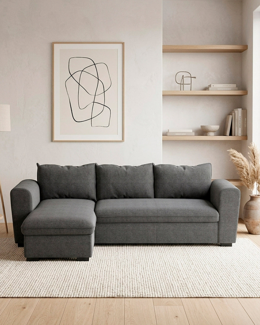 Sofá chaise longue reversible ASTY con cama y arcón