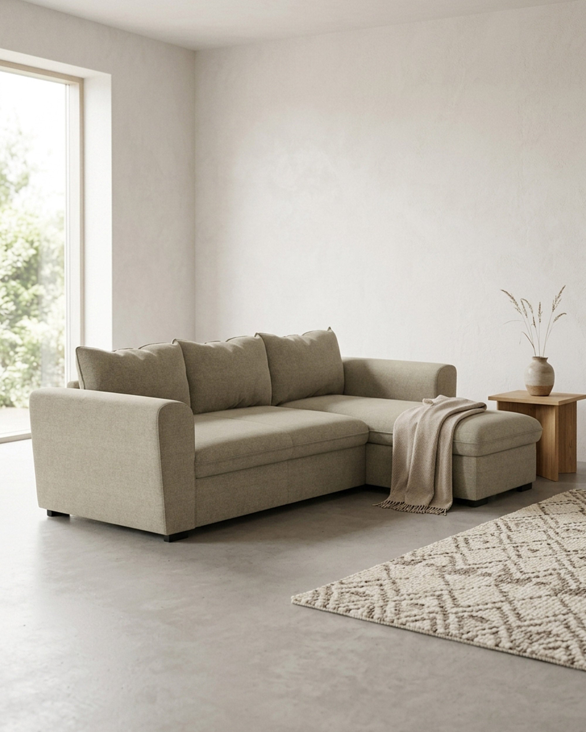 ASTY reversible chaise longue sofa bed with storage box