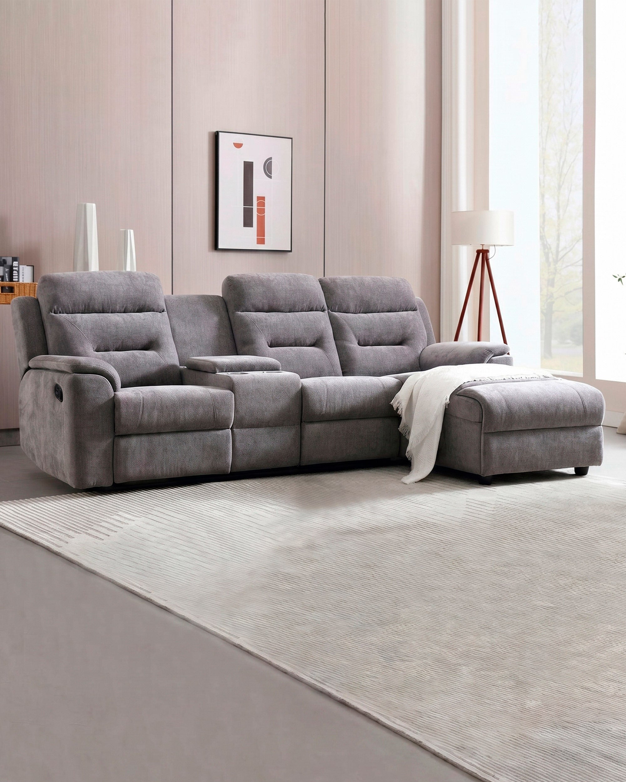 Manual reclining chaise longue sofa NAMIE