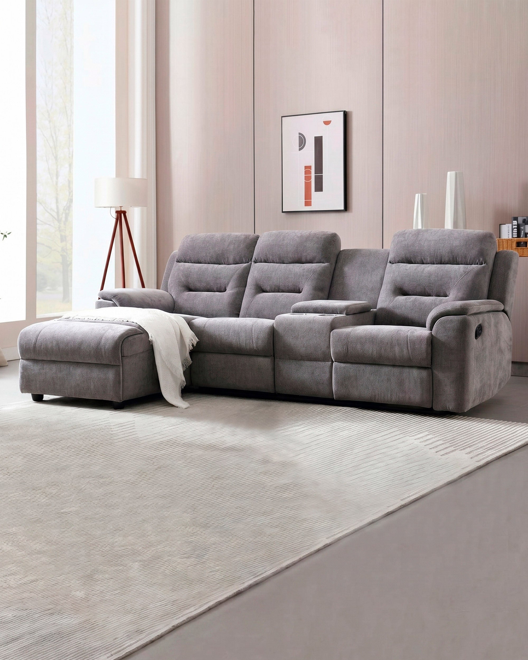 Manual reclining chaise longue sofa NAMIE