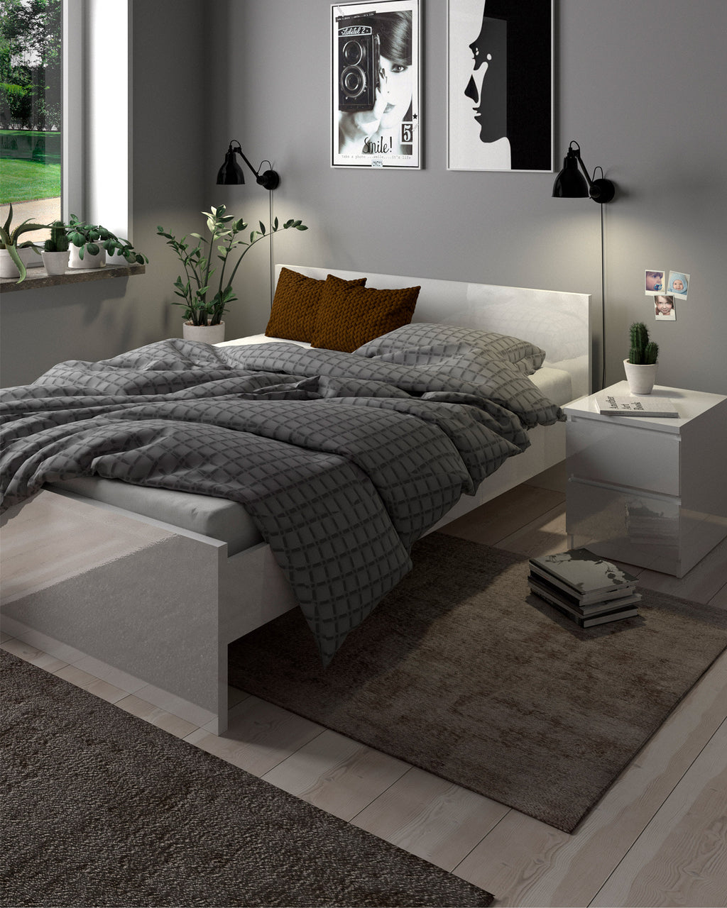 Pack of 2 NEW MATRIX SHINY bedside tables with 2 drawers