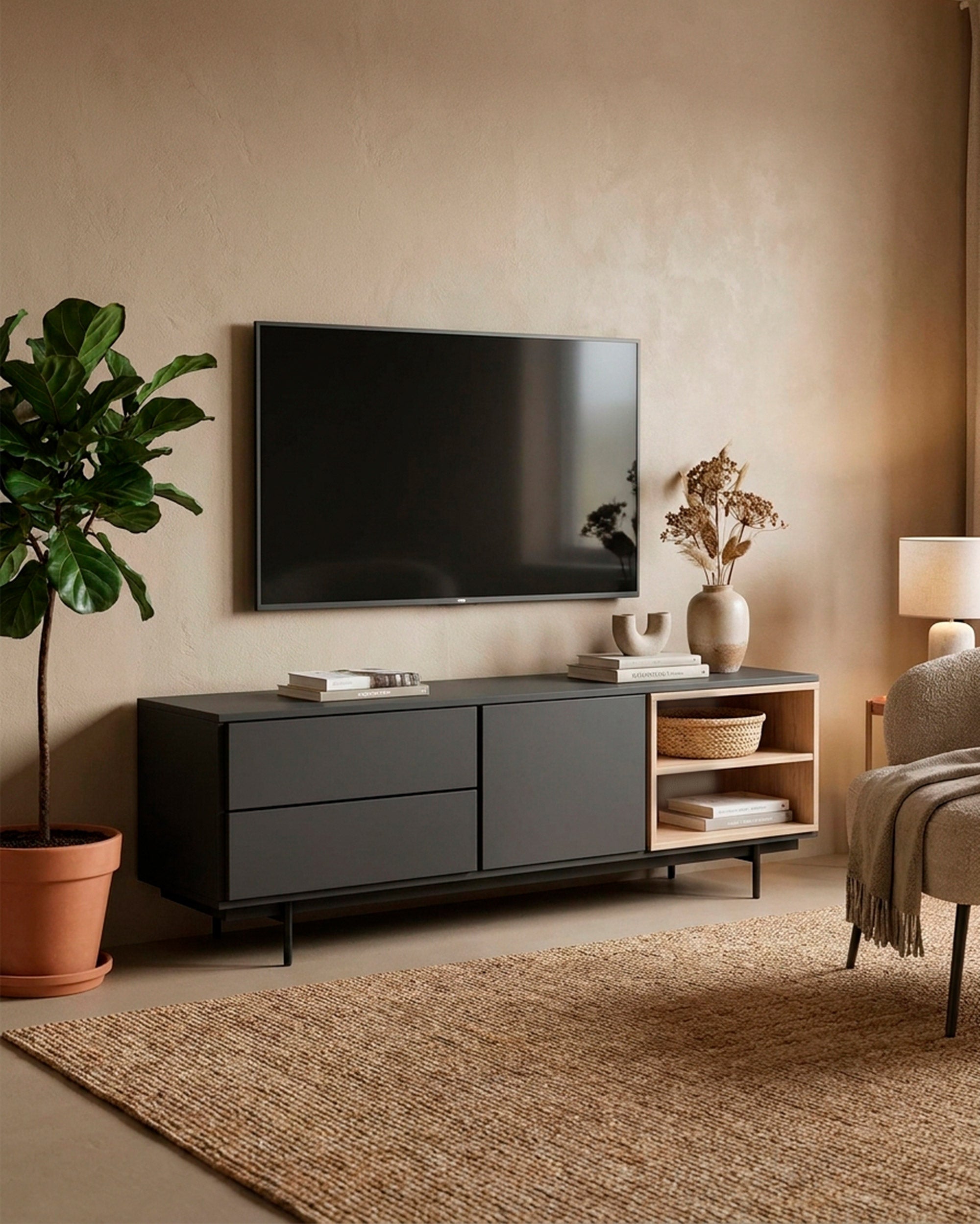MALMO TV stand with 1 door and 2 drawers