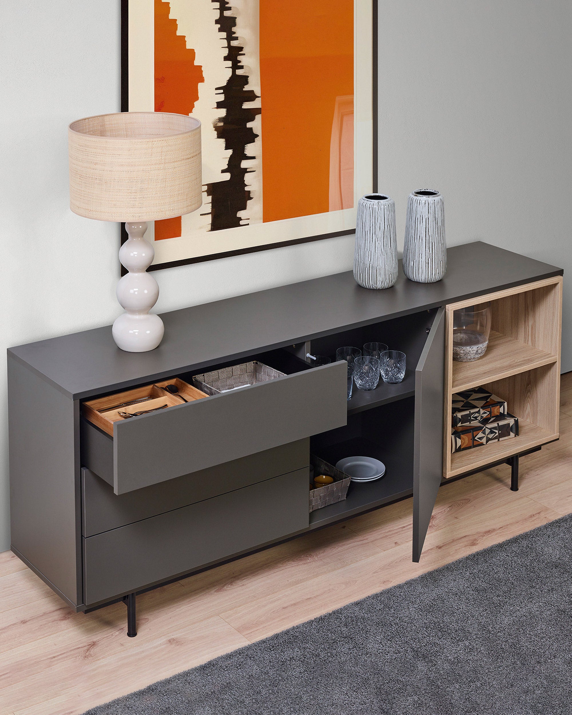 MALMO Sideboard with 1 door and 3 drawers