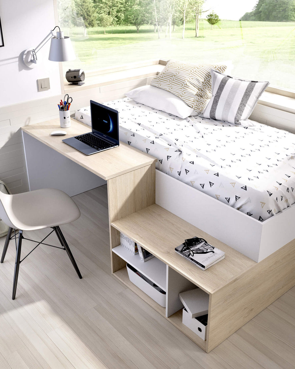 Cama alta reversível ERICK com secretária